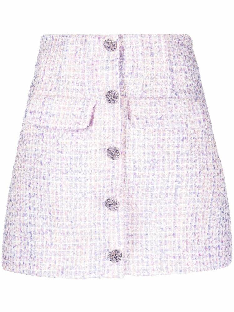 Self-Portrait boucle high-waisted mini skirt - Purple Cover