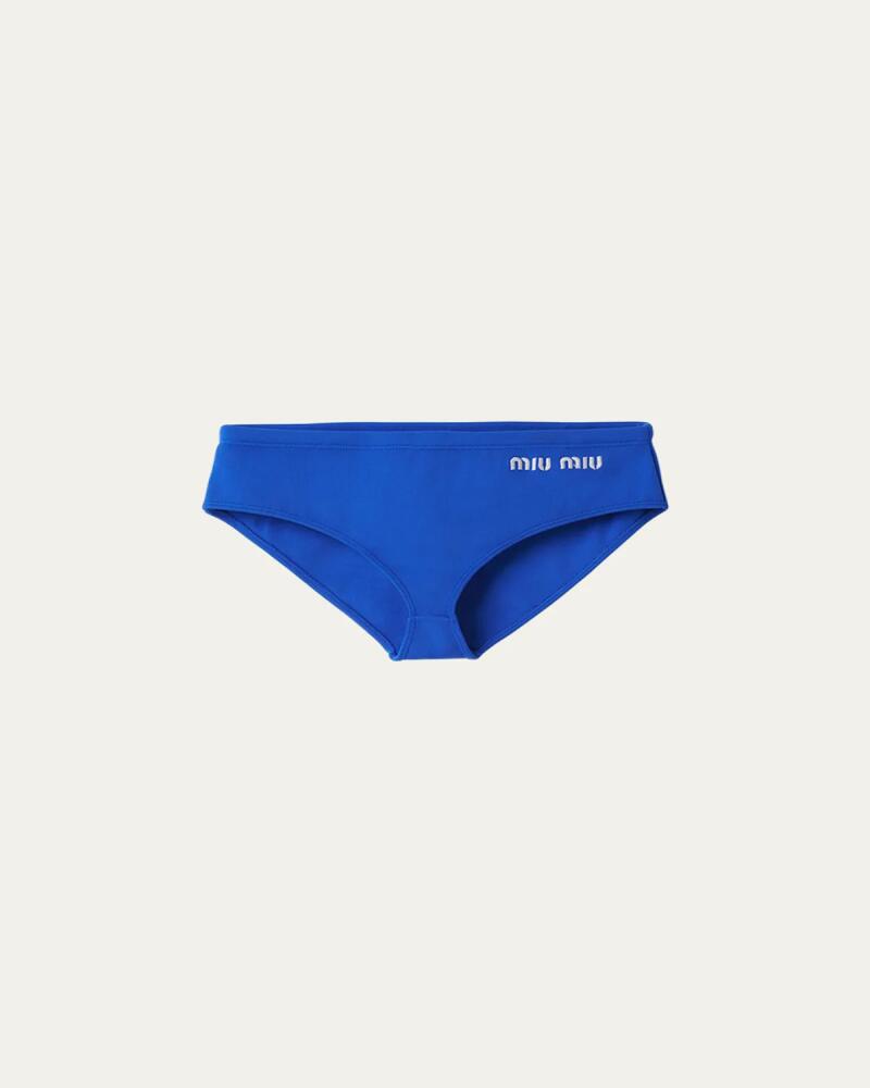 Miu Miu Logo-Embroidered Bikini Bottoms Cover