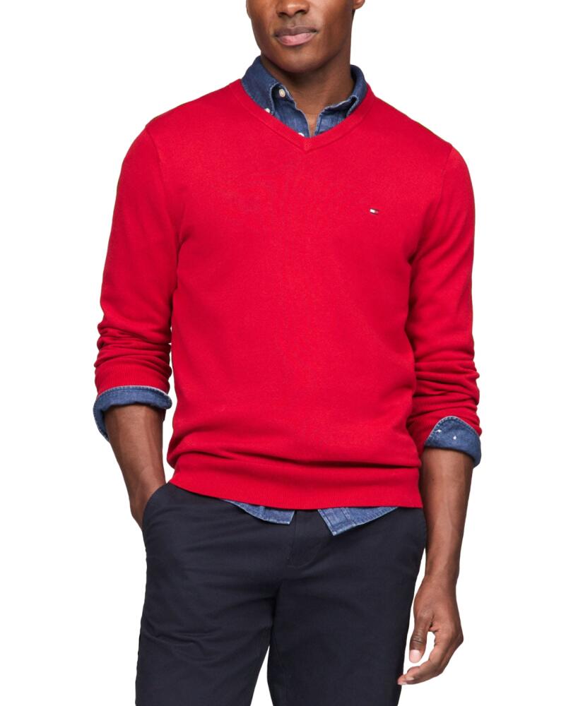 Tommy Hilfiger Men's Essential Solid V-Neck Sweater - Primary Red Cover