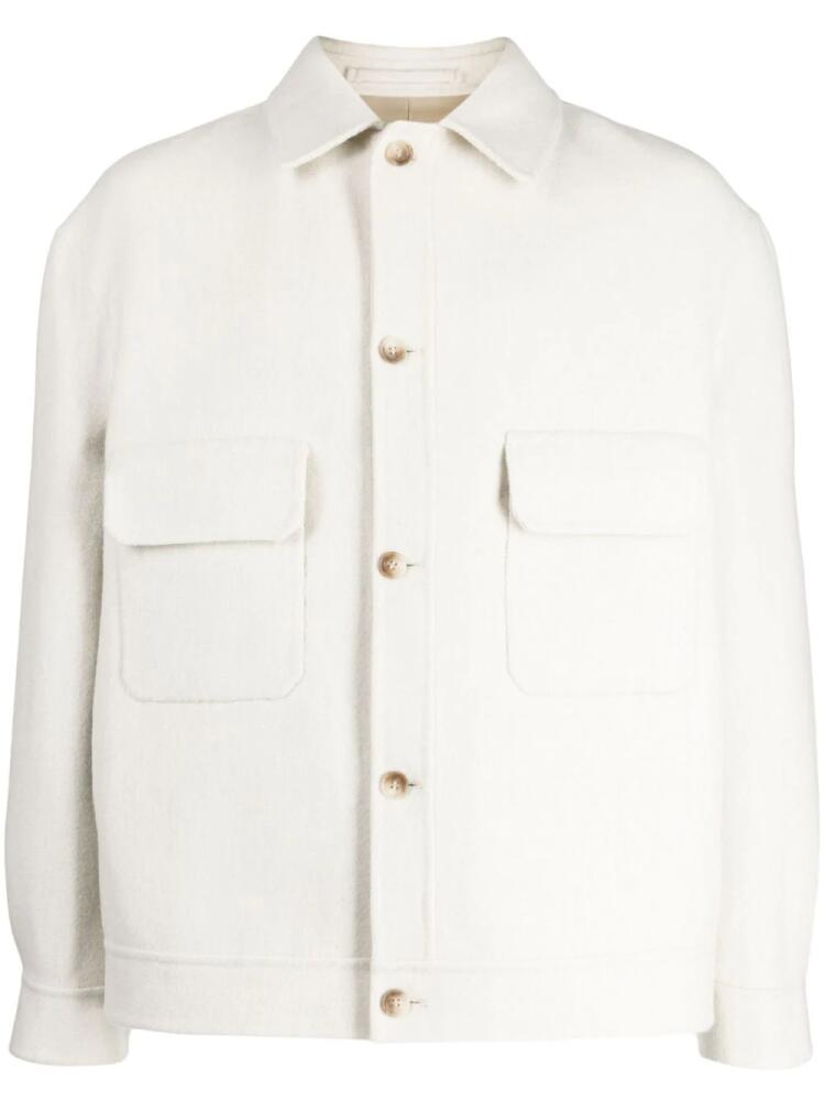 Man On The Boon. button-up knitted shirt jacket - White Cover