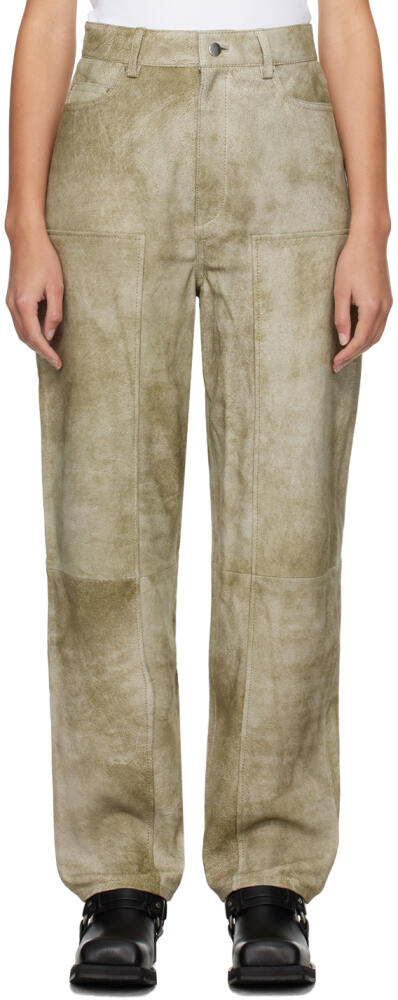 REMAIN Birger Christensen Taupe Relaxed-Fit Leather Pants Cover