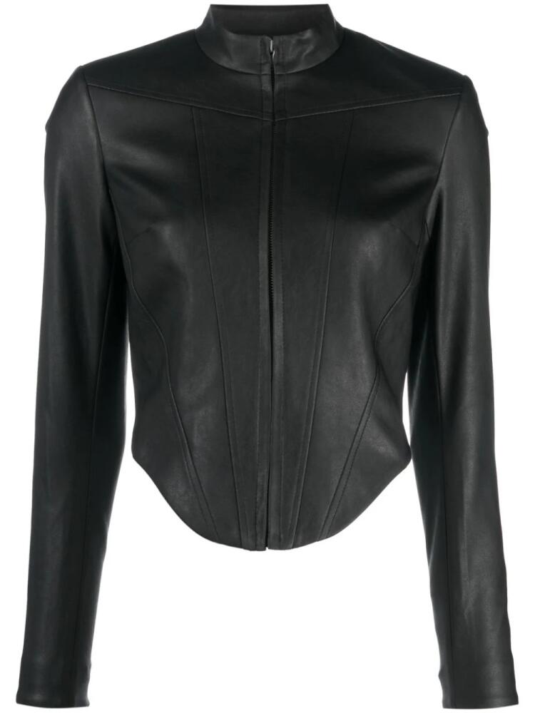 MISBHV corset faux-leather biker jacket - Black Cover