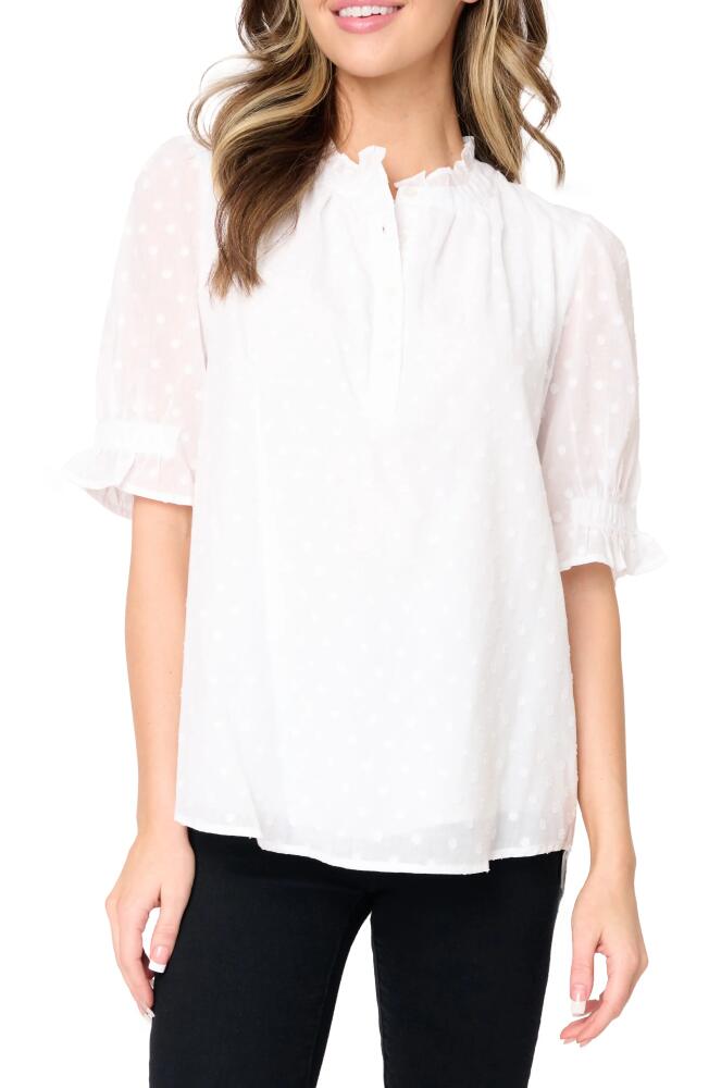 GIBSONLOOK Dianthus Clip Dot Cotton Popover Shirt in White Dot Cover