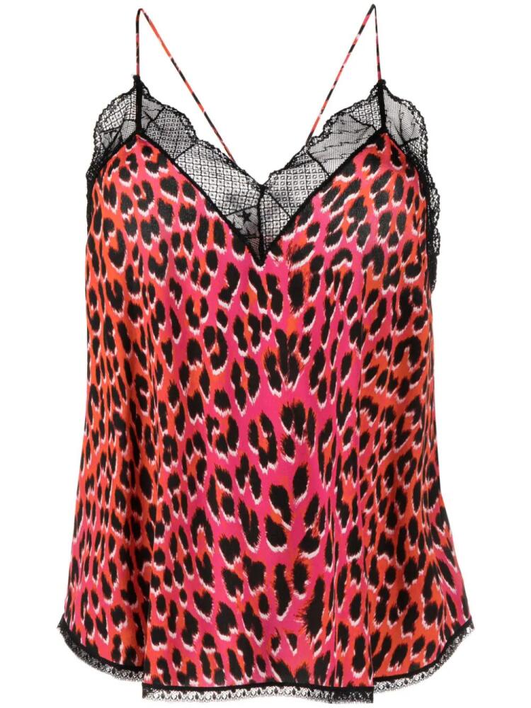 Zadig&Voltaire Christy leopard-print silk tank top - Pink Cover