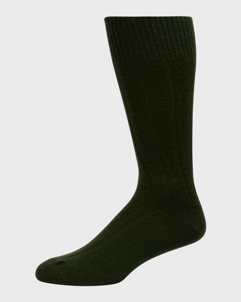 Neiman Marcus Men's Rib Cashmere Crew Socks Cover