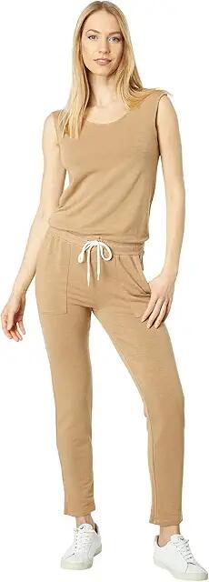 MONROW Supersoft Jumpsuit with Patch Pockets (Latte) Women's Jumpsuit & Rompers One Piece Cover