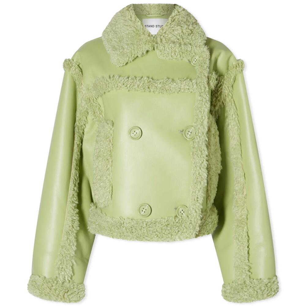 Stand Studio Women's Kristy Faux Shearling Jacket in Sage Green Cover