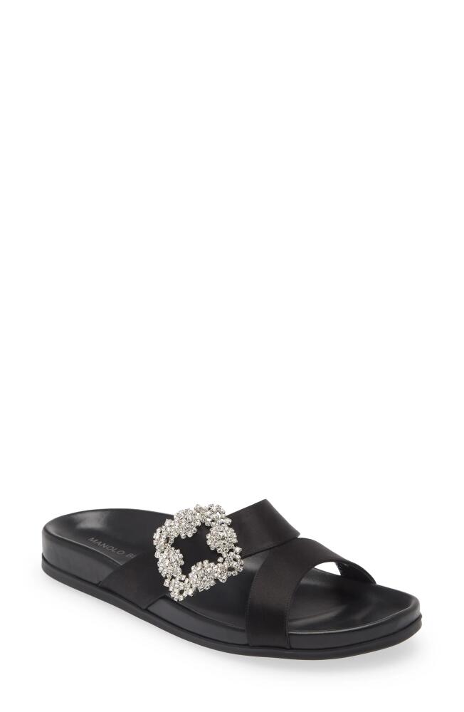 Manolo Blahnik Chilanghi Crystal Buckle Slide Sandal in Black Cover