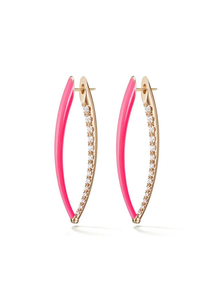 Melissa Kaye 18kt yellow gold and diamond Cristina large hoop earrings - Pink Cover