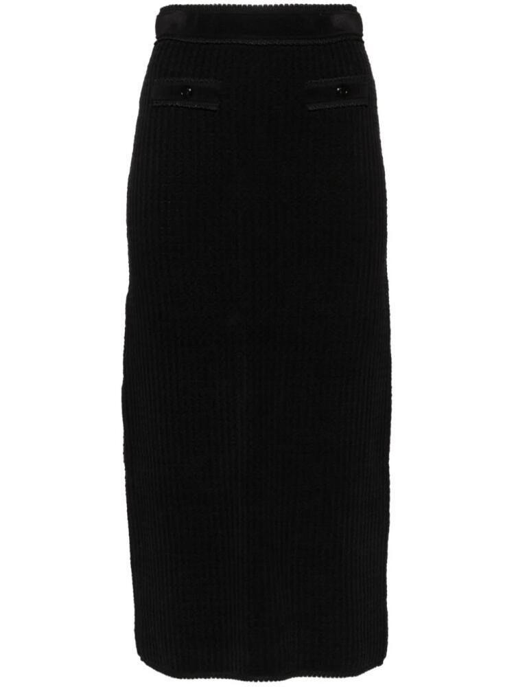 SANDRO pencil waffle-effect midi skirt - Black Cover