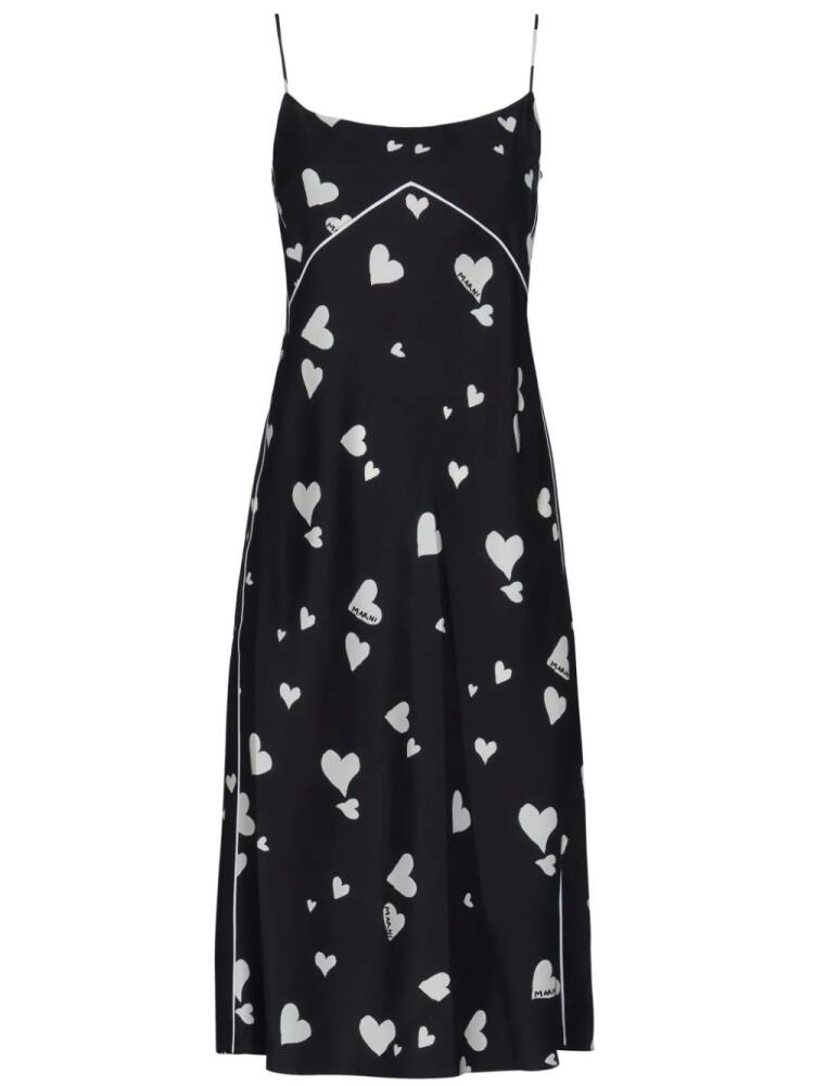 Marni Bunch of Hearts silk slip dress - Black Cover