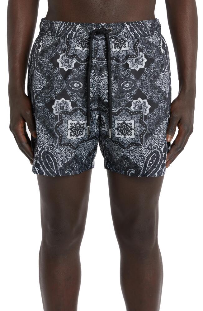 Moncler Bandana Print Swim Trunks in Black Cover