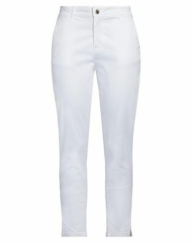 Relish Woman Pants White Cotton, Elastane Cover