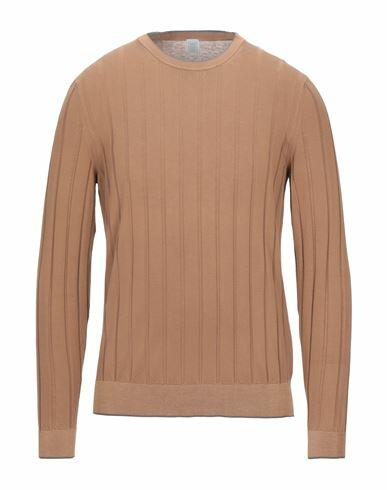 Eleventy Man Sweater Camel Cotton Cover