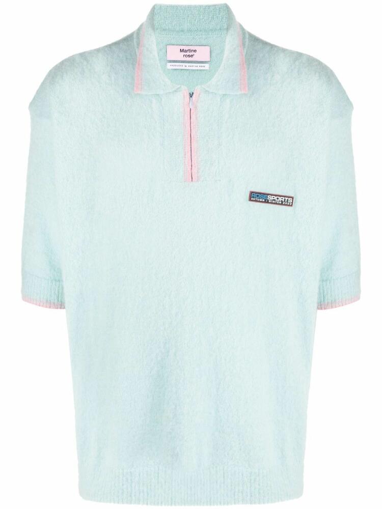 Martine Rose logo-patch knitted polo shirt - Blue Cover