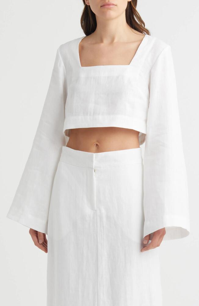 Faithfull the Brand Eilish Crop Linen Top in White Cover