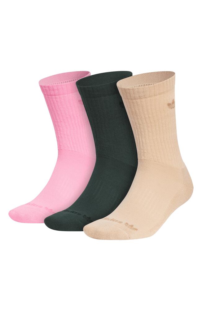 adidas Assorted 3-Pack Originals Crew Socks in Pink/Mineral Green/Beige Cover