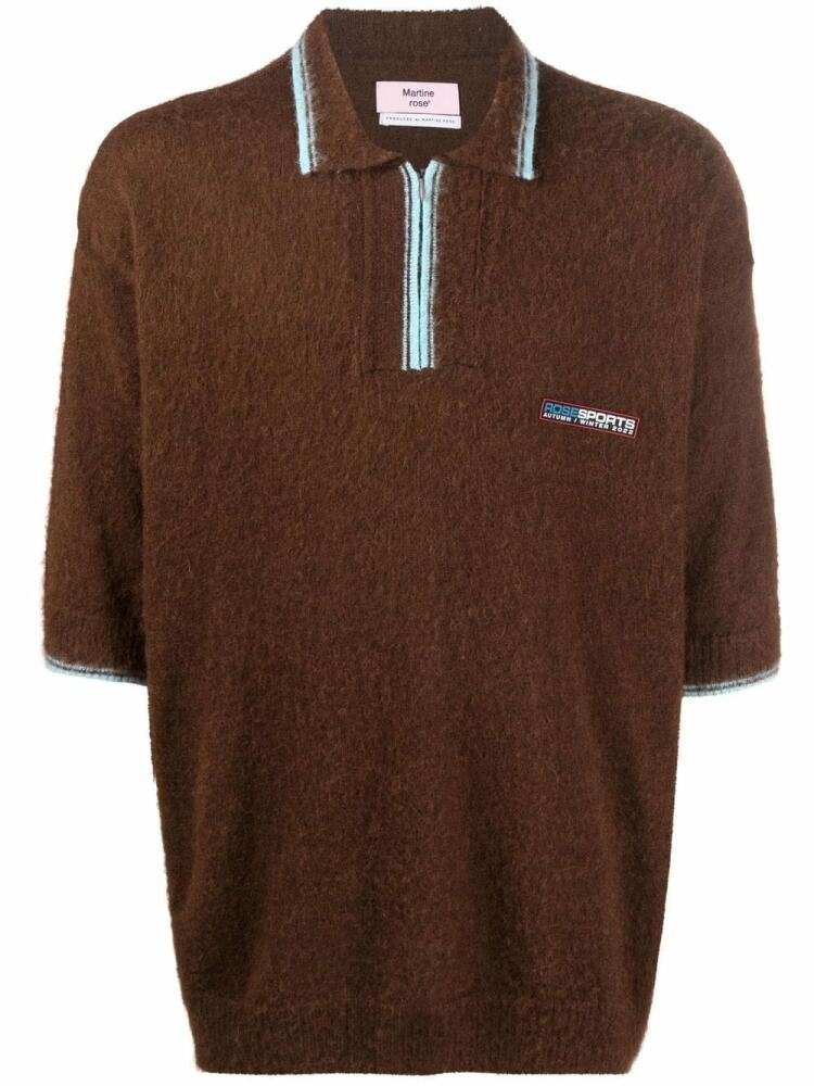 Martine Rose logo-patch knitted polo shirt - Brown Cover