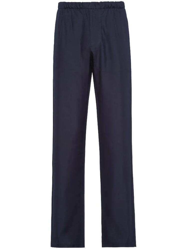 Prada elasticated-waist silk trousers - Blue Cover