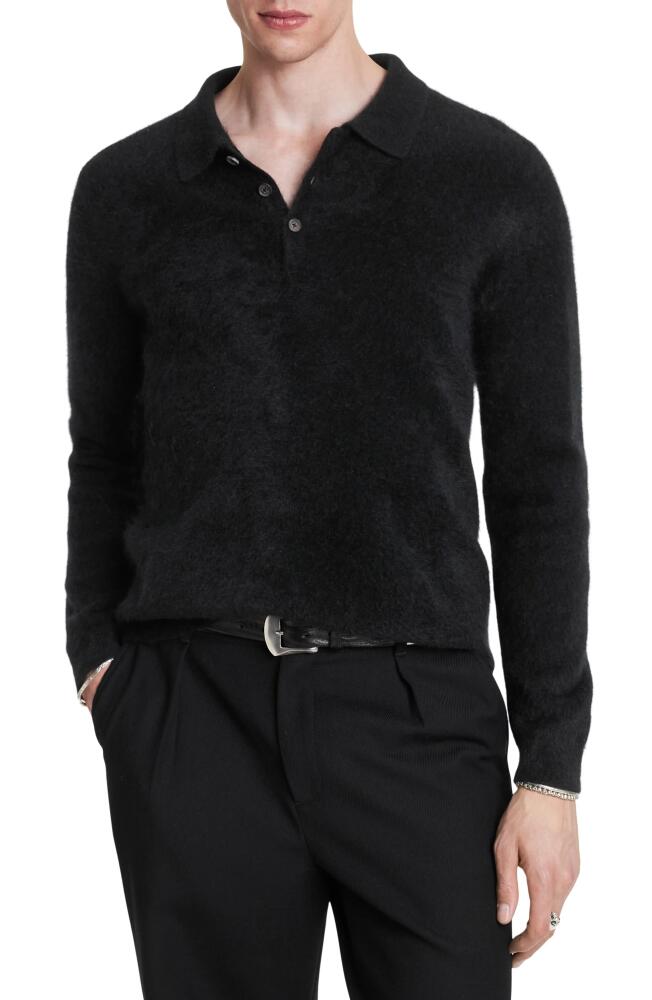 John Varvatos Verona Long Sleeve Cashmere Polo Sweater in Black Cover