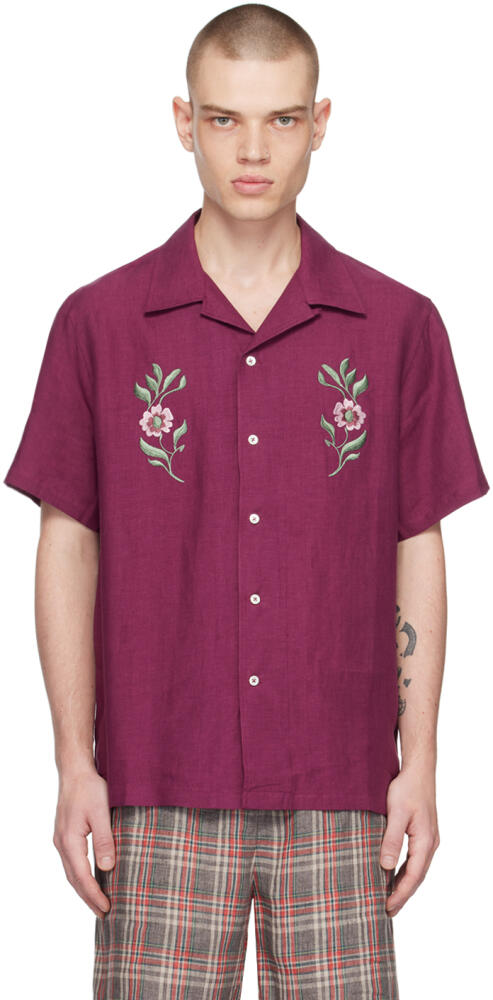 De Bonne Facture Purple Embroidered Shirt Cover