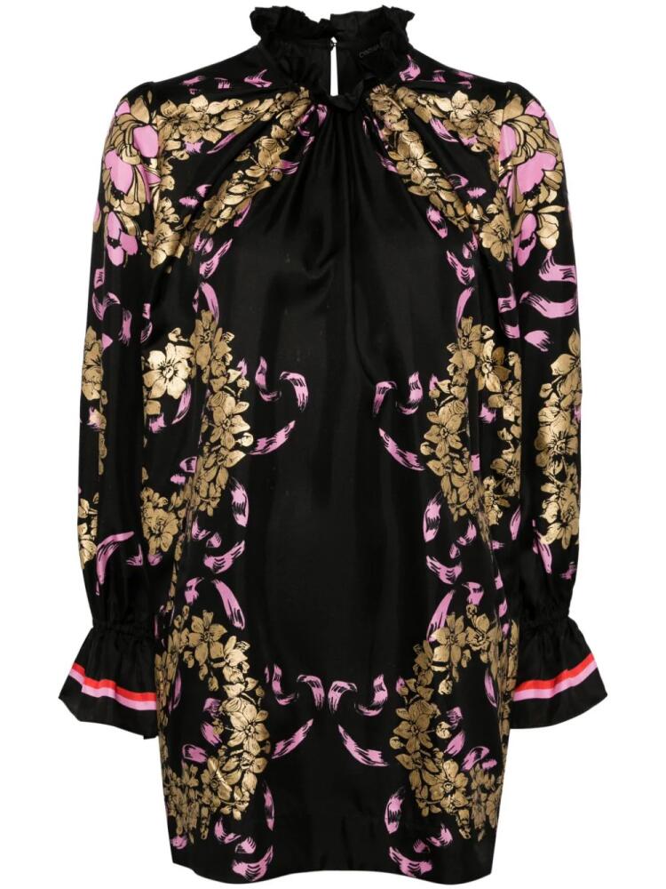 Cynthia Rowley Silk Shift Mini Dress - Black Cover