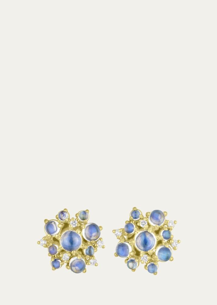 Paul Morelli 18K Yellow Gold Moonstone Bubble Stud Earrings with Diamonds Cover