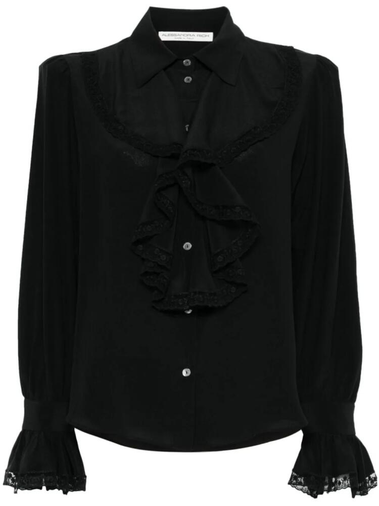 Alessandra Rich jabot-collar silk blouse - Black Cover