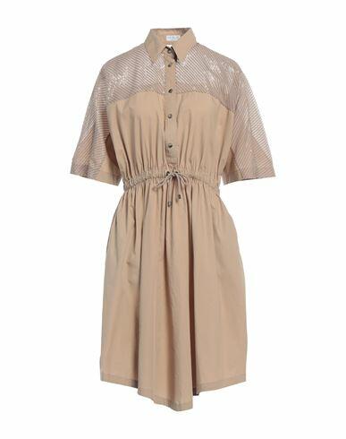 Brunello Cucinelli Woman Midi dress Sand Cotton, Polyester, Silk Cover