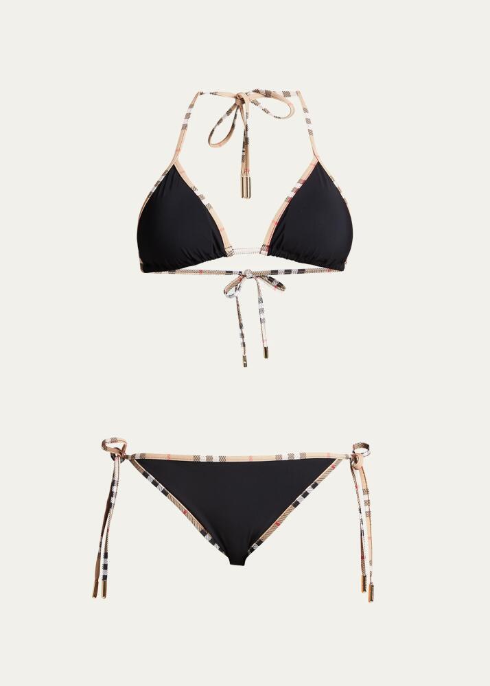 Burberry Check-Trimmed Two-Piece Bikini Set Cover