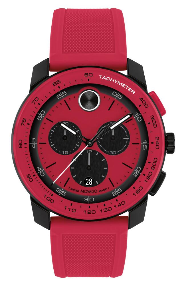 Movado Bold TR90 Chronograph Silicone Strap Watch, 43.5mm in Red Cover