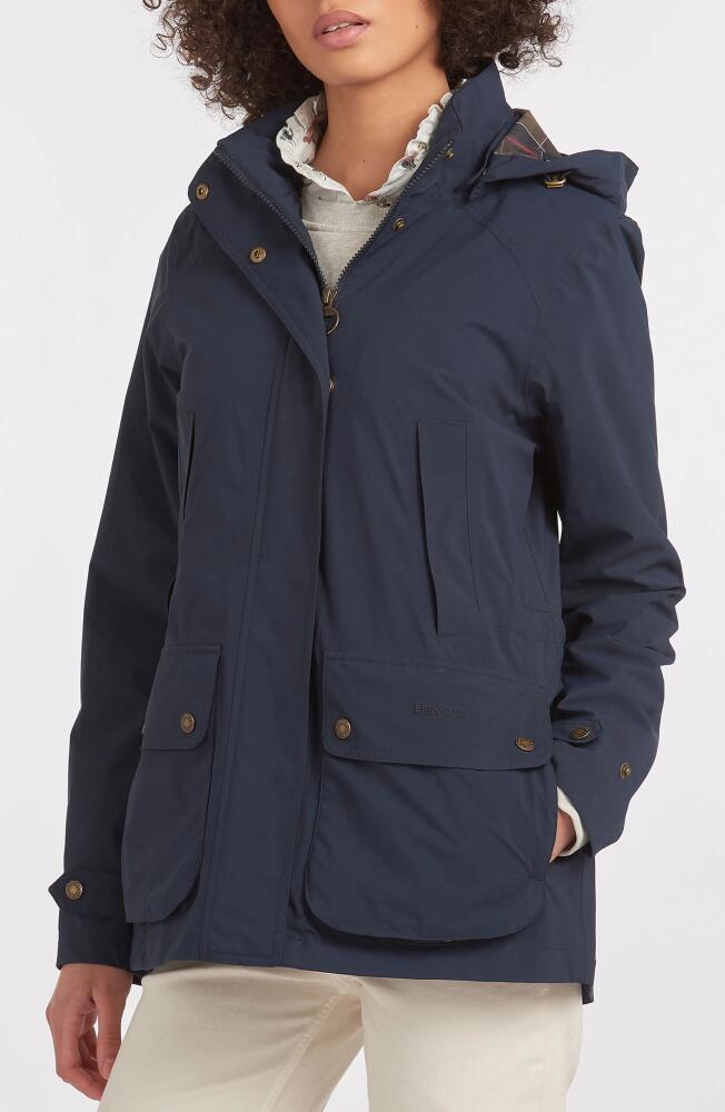 Barbour Clyde Waterproof Rain Jacket in Navy/classic Cover