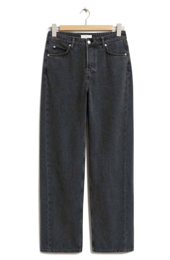 & Other Stories Straight Leg Button Fly Jeans in Dark Grey Cover