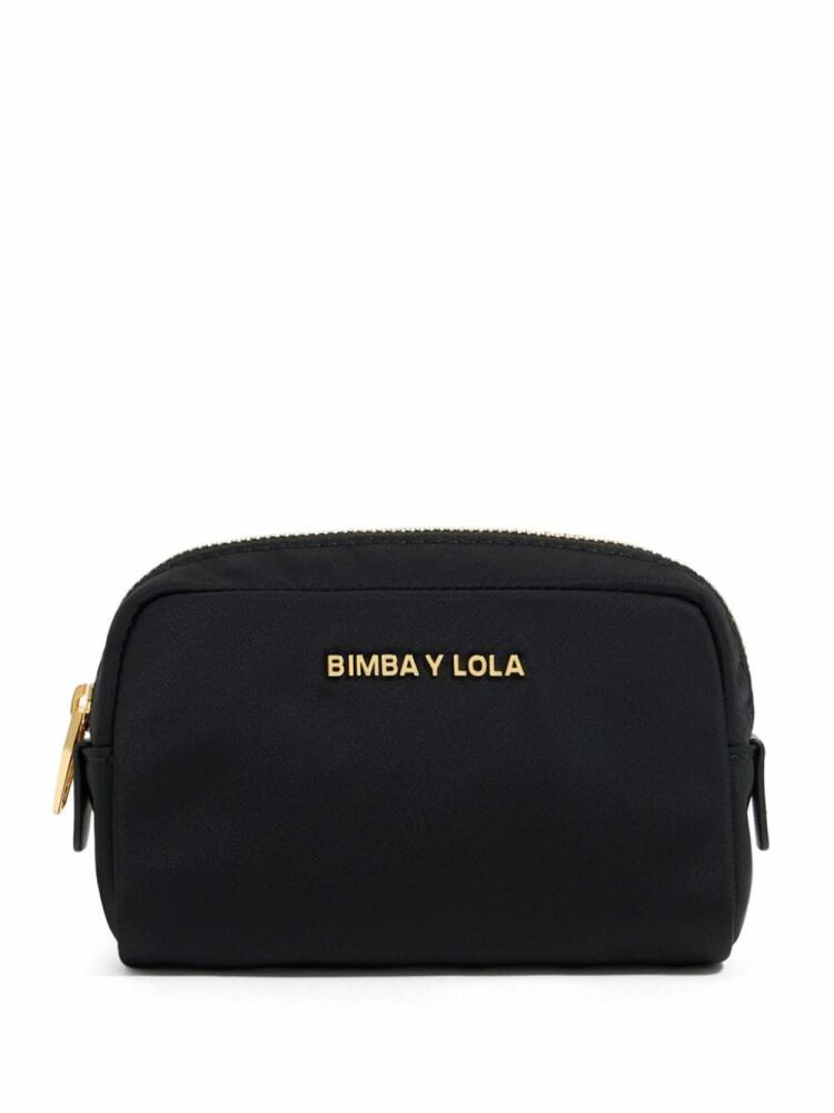 Bimba y Lola mini logo-lettering makeup bag - Black Cover