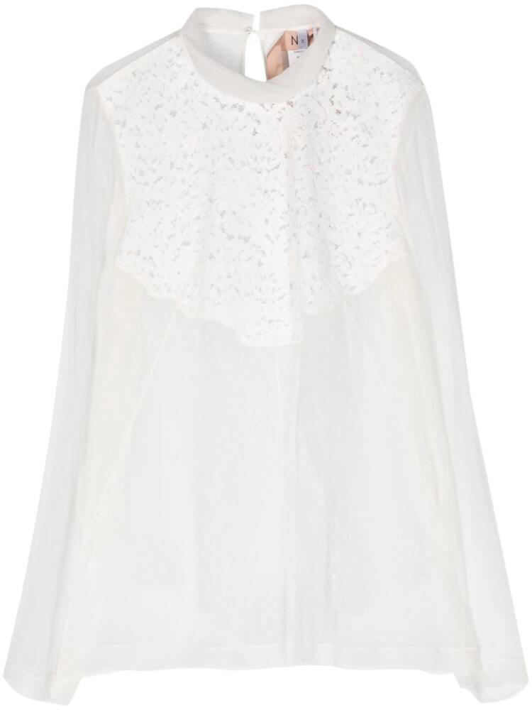 Nº21 floral-lace silk blouse - White Cover