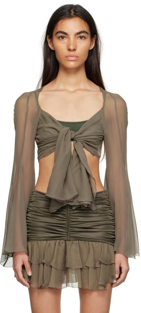 Blumarine Green Front-Tie Shirt Cover