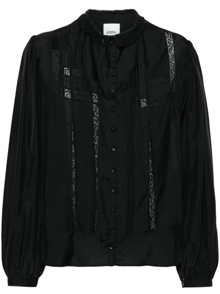 ISABEL MARANT Zayen sheer-lace silk blouse - Black Cover