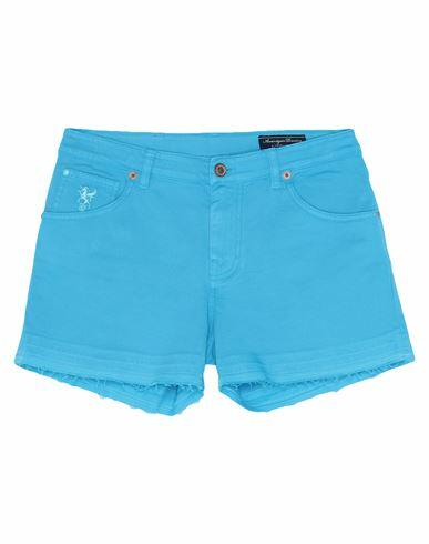 Avantgar Denim By European Culture Woman Shorts & Bermuda Shorts Azure Cotton, Polyester, Elastane Cover