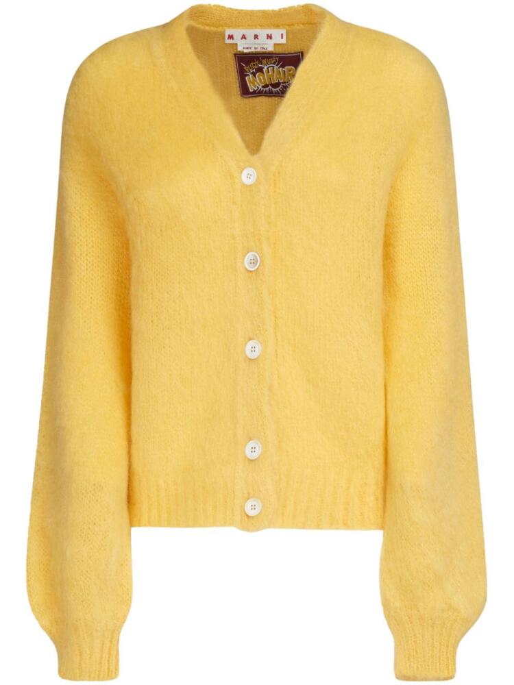 Marni V-neck mohair-blend cardigan - Yellow Cover