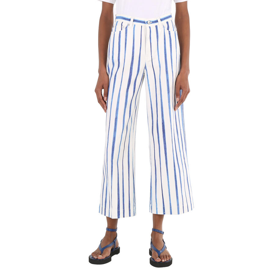 Polo Ralph Lauren Ladies Striped Wide Cropped Trousers Cover