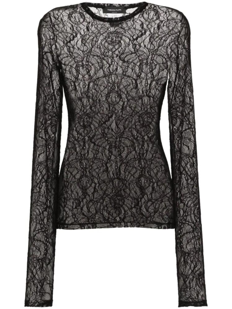 Fabiana Filippi semi-sheer lace blouse - Black Cover