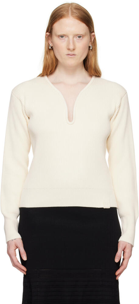 Victoria Beckham Off-White Frame Detail Sweater Cover