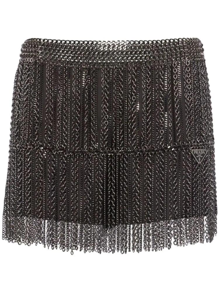 Prada metal-chain fringed miniskirt - Silver Cover