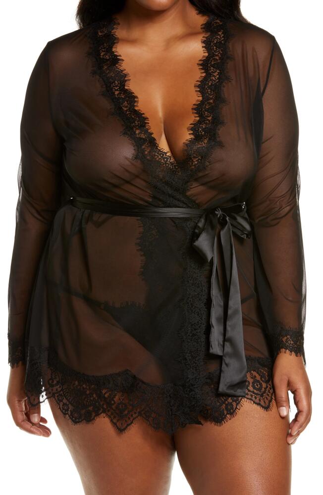 Oh La La Cheri Lace Trim Mesh Robe & G-String Set in Black Cover