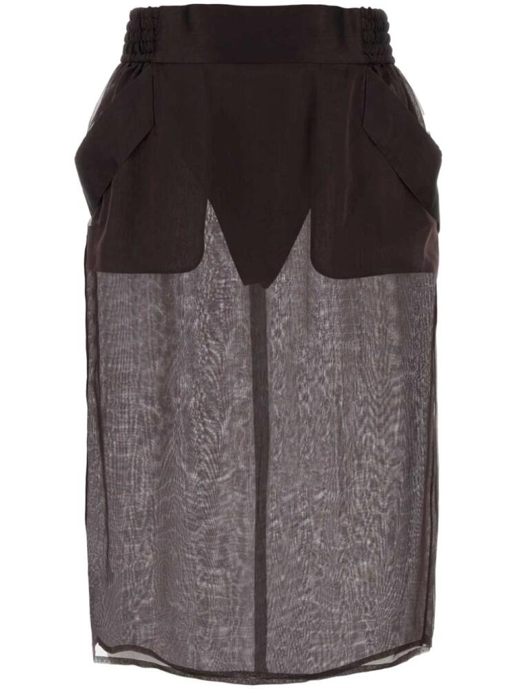 Saint Laurent semi-sheer midi skirt - Brown Cover