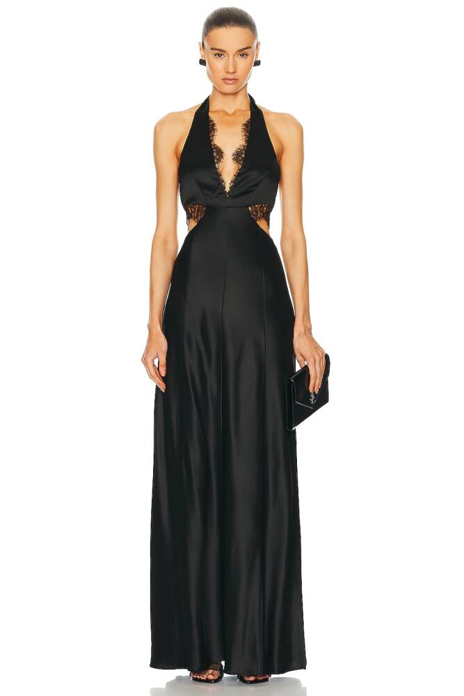 NICHOLAS Kylie Lace Cutout Gown in Black Cover