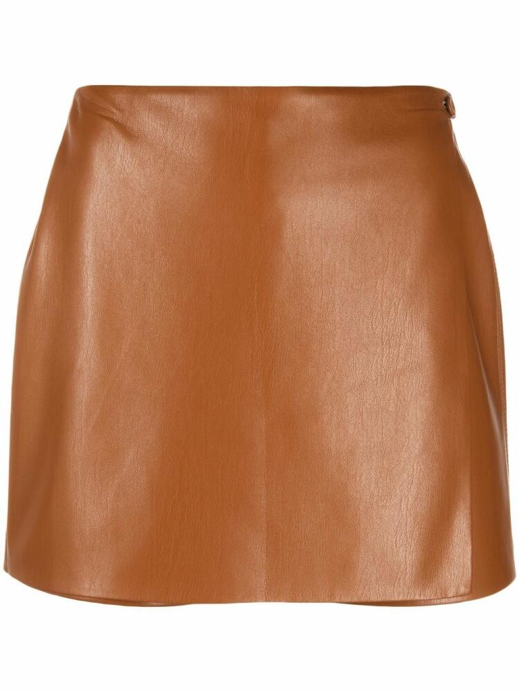 Nanushka faux-leather warp skort - Brown Cover