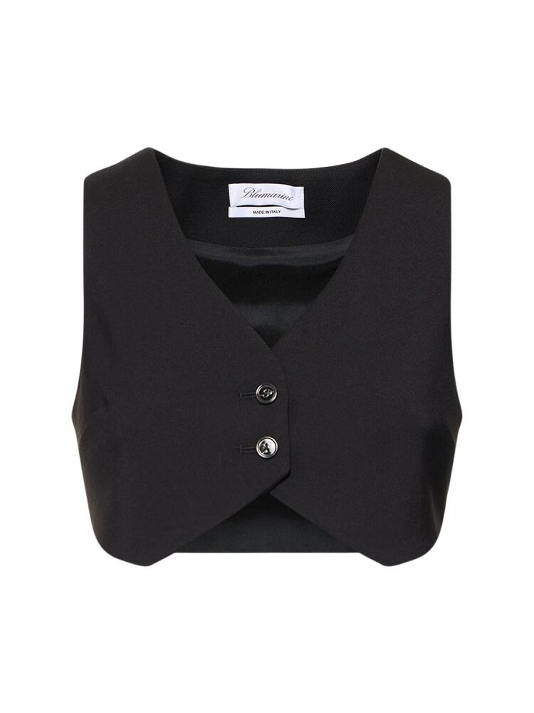 BLUMARINE Wool Crepe Cropped Vest W/ Buttons Cover