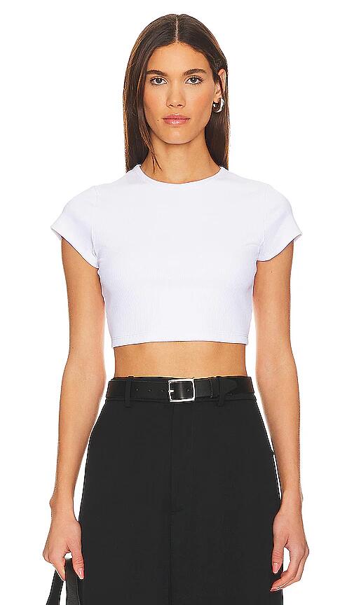 Susana Monaco Ribbed Crop Tee in White Cover