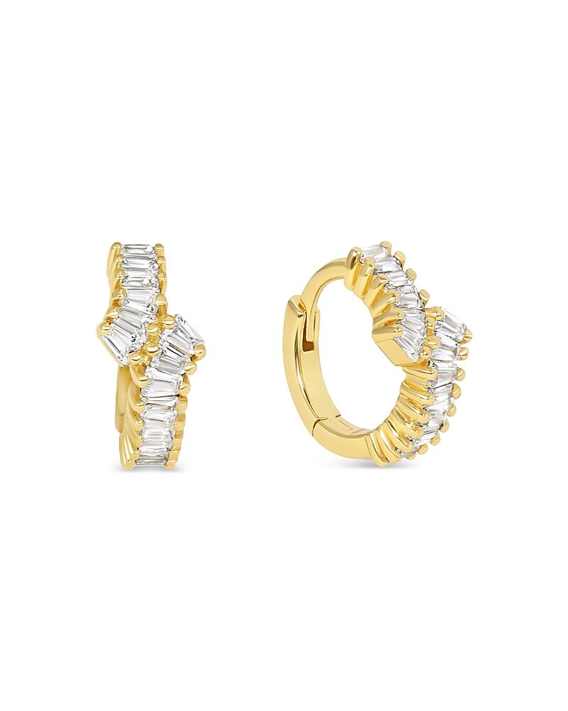 Jackie Mack Designs Delta Cubic Zirconia Baguette Huggie Hoop Earrings Cover